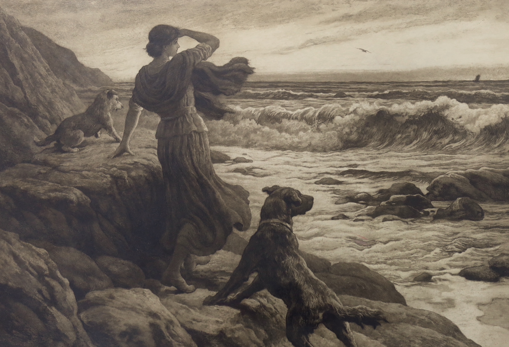 Herbert Dicksee (1862-1942), etching, 'In Sight At Last', signed in pencil, publ. 1923, 46 x 64cm